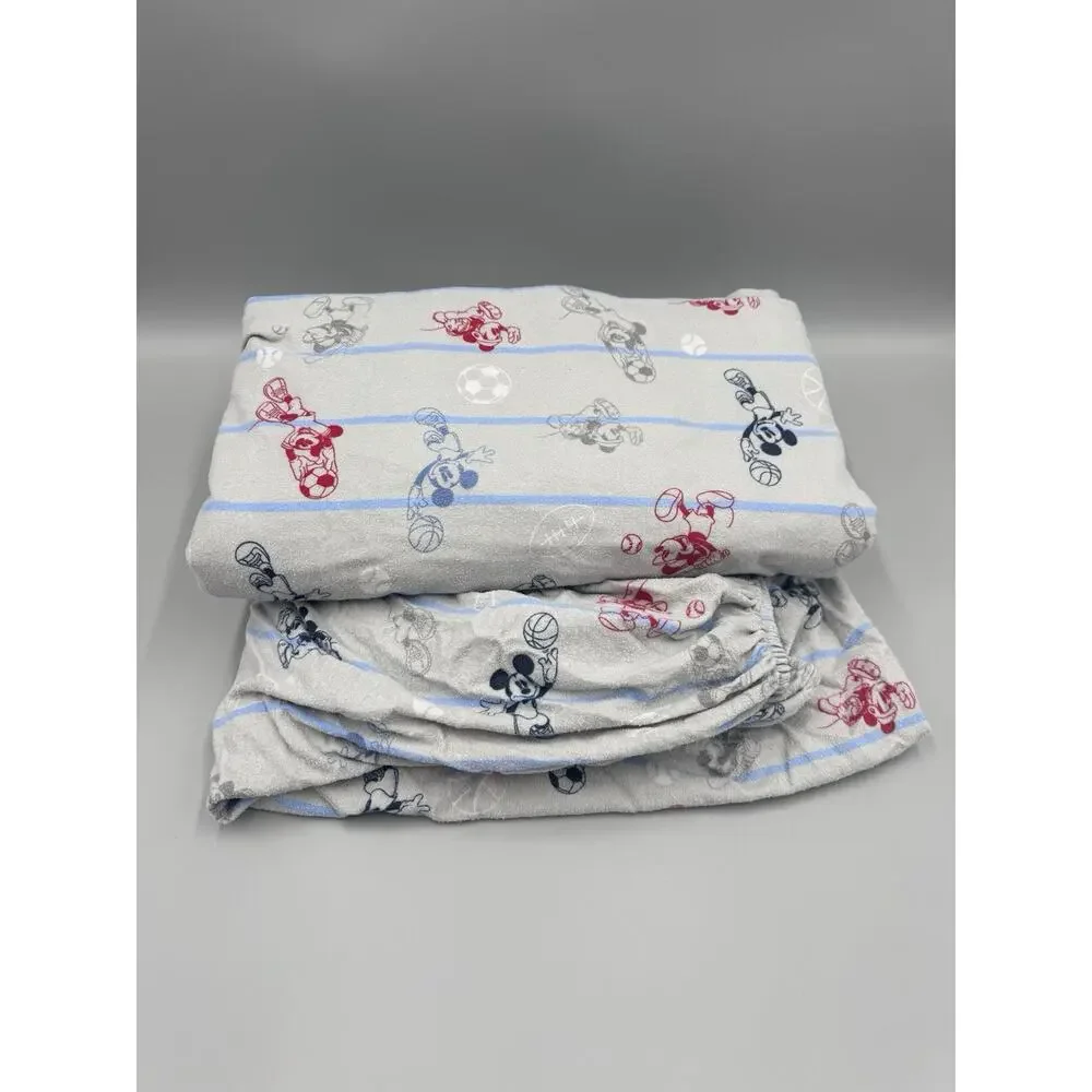 Disney‎ Jumping Beans Sheet Set Flat & Fitted Full - Baseball Mickey Mouse
